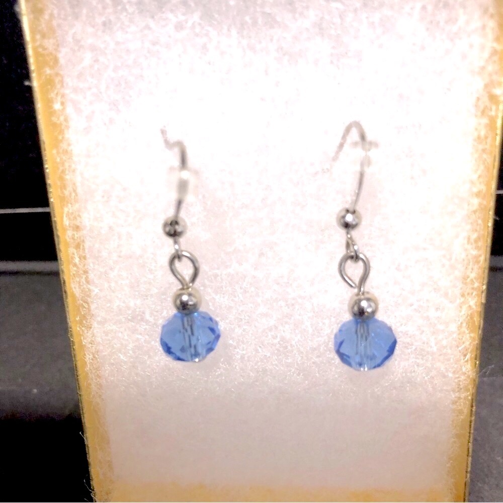Light Blue Bead Drop Earrings